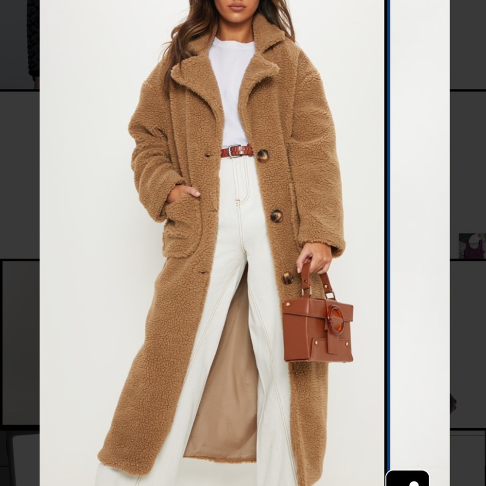 Prettylittlething Maxi Borg Teddy Coat
